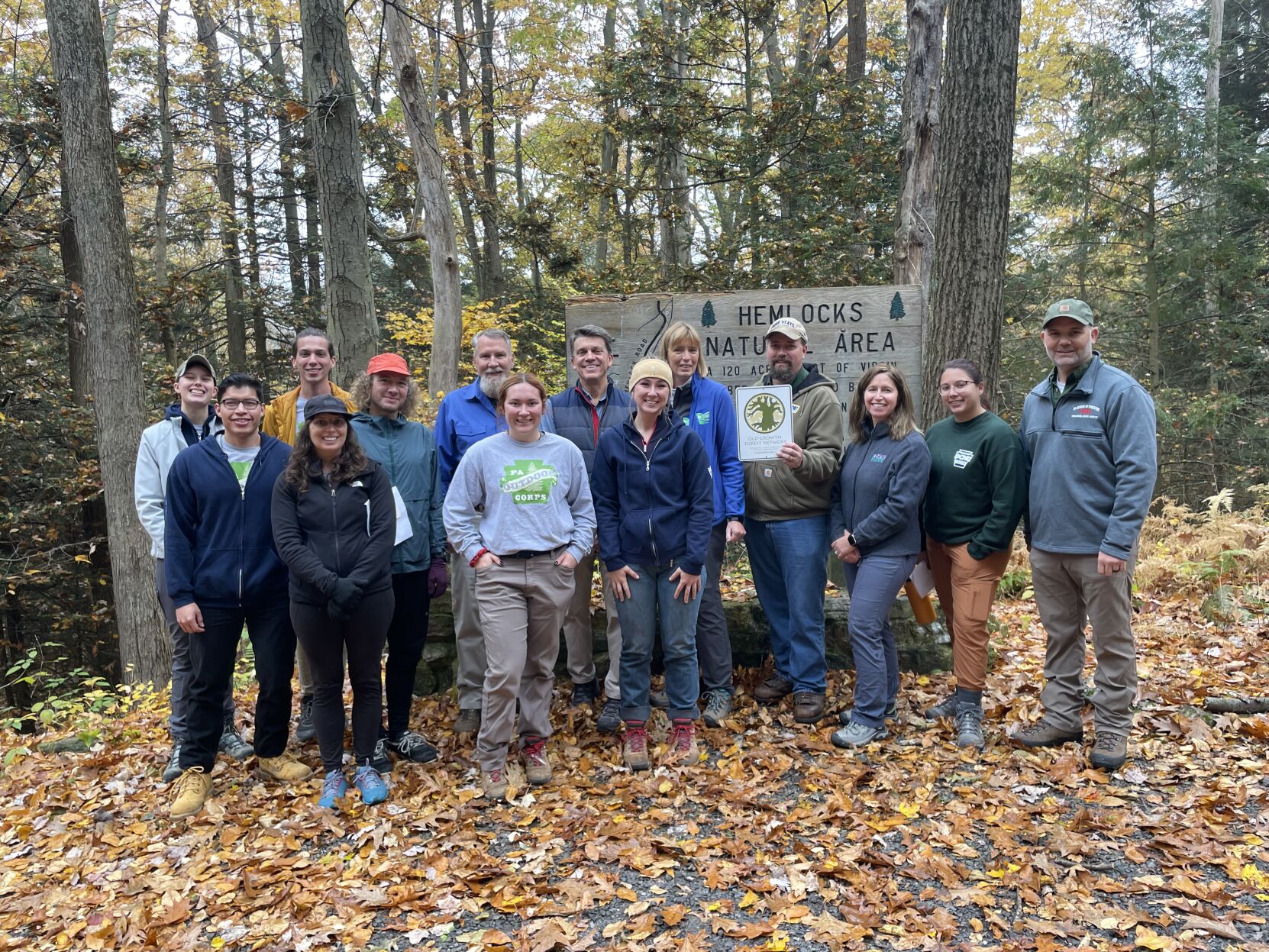 Hemlocks Natural Area dedication as old-growth forest
